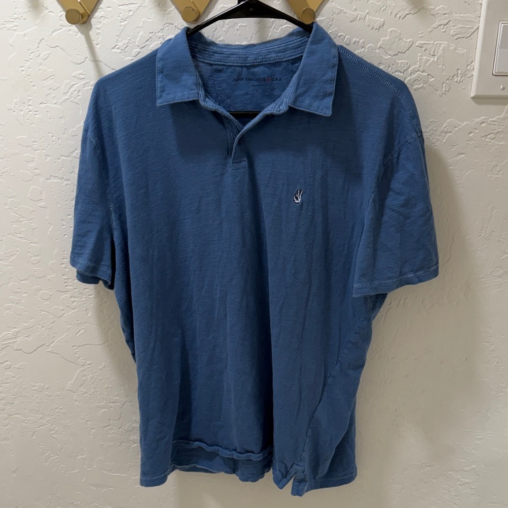 John Varvatos Classic Blue Polo Shirt Large